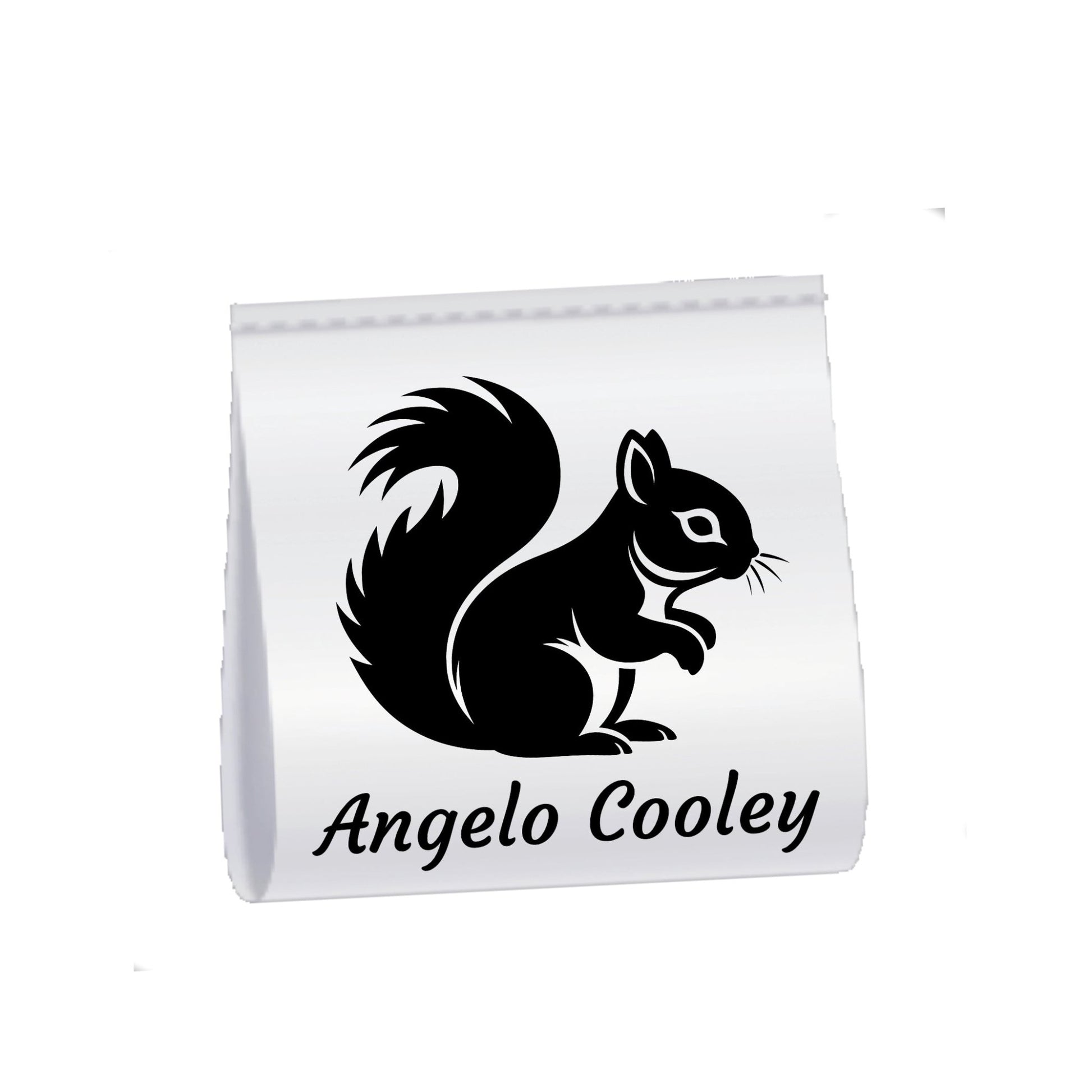 Personalized Squirrel Satin Quilt Label – Custom Name Sew - In Tag | Woodland Animal Quilt Tag | 1” x 1” Fold - Over Label - Jammin Threads