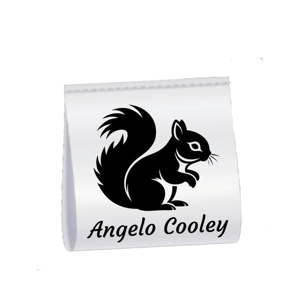 Personalized Squirrel Satin Quilt Label – Custom Name Sew - In Tag | Woodland Animal Quilt Tag | 1” x 1” Fold - Over Label - Jammin Threads