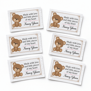 Personalized Teddy Bear Quilt Label | Made with Love and Little Pieces of My Heart Custom Quilt Label - Jammin Threads