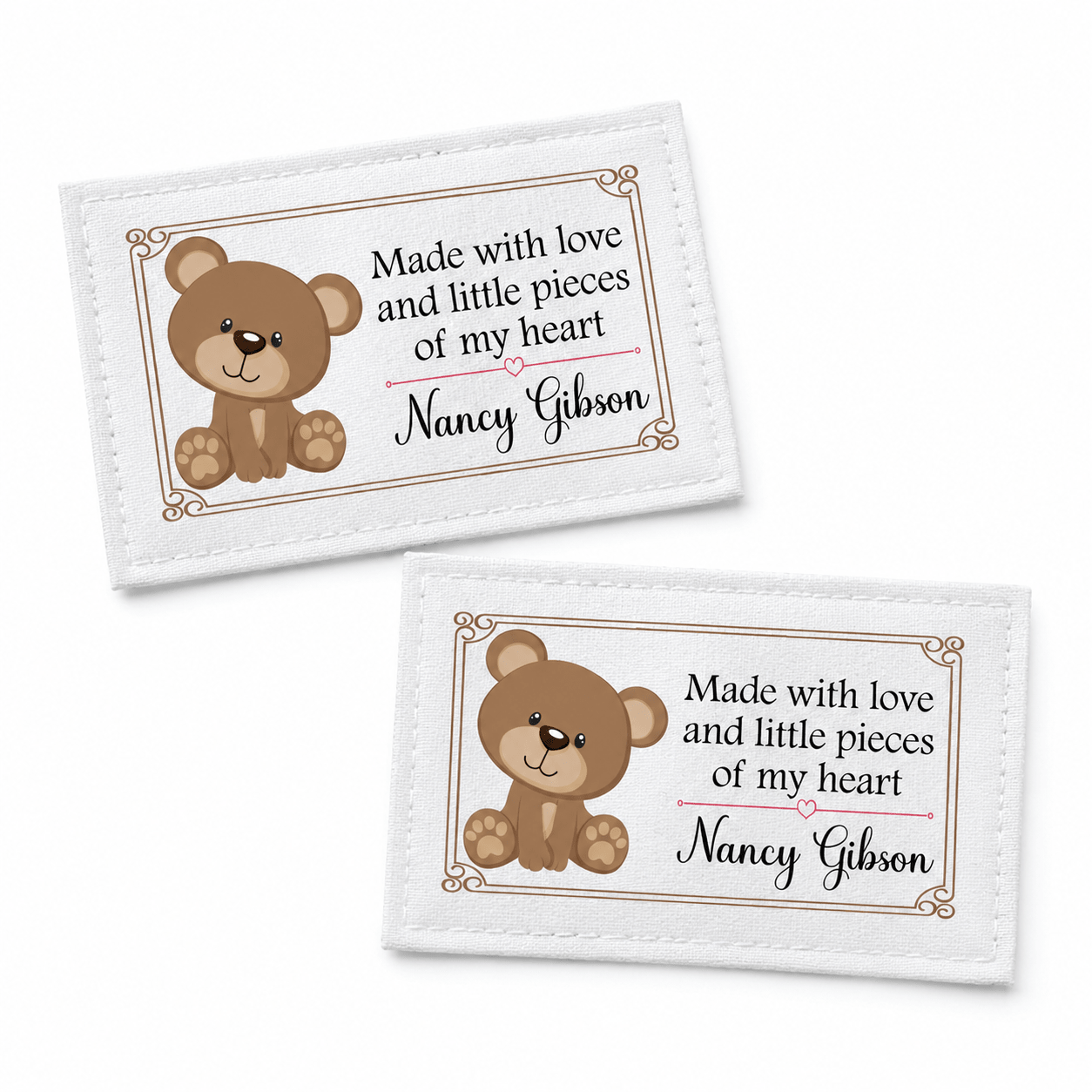 Personalized Teddy Bear Quilt Label | Made with Love and Little Pieces of My Heart Custom Quilt Label - Jammin Threads
