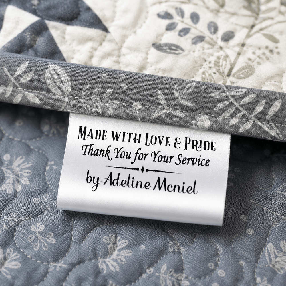 Personalized Thank You for Your Service Satin Quilt Tags - Jammin Threads