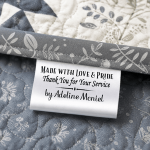 Personalized Thank You for Your Service Satin Quilt Tags - Jammin Threads