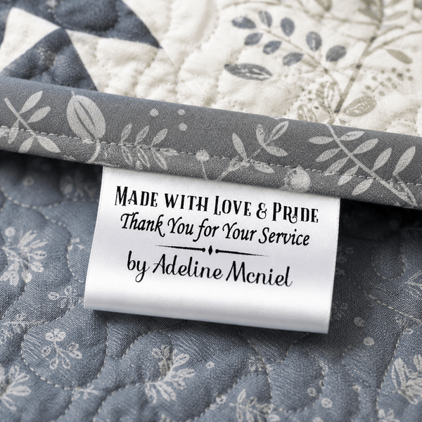 Personalized Thank You for Your Service Satin Quilt Tags - Jammin Threads