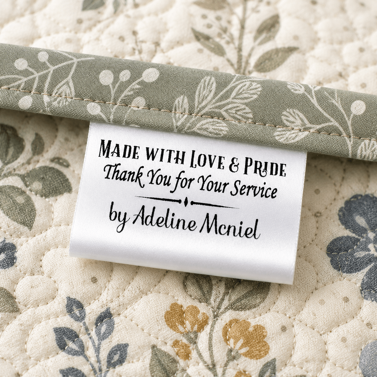 Personalized Thank You for Your Service Satin Quilt Tags - Jammin Threads