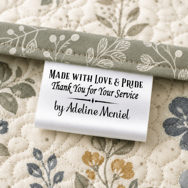Personalized Thank You for Your Service Satin Quilt Tags - Jammin Threads