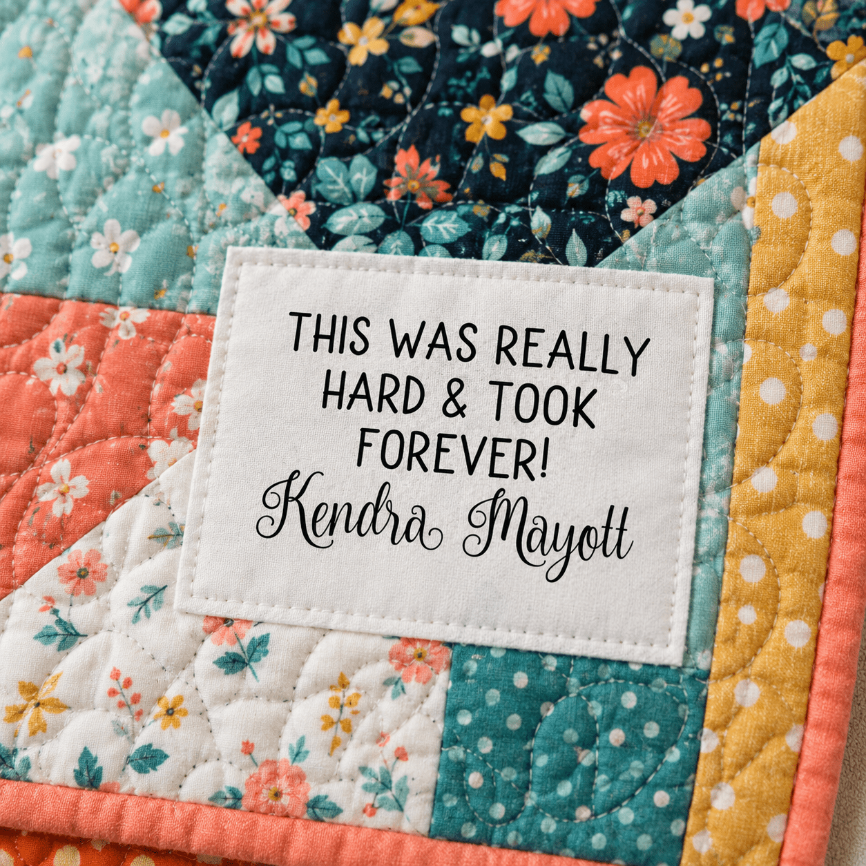 Personalized “This Was Really Hard & Took Forever” Quilt Label | Custom Maker Name Cotton or Polyester Quilt Tag - Jammin Threads