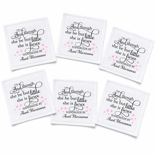 Personalized “Though She Be Little, She Is Fierce” Quilt Label – Custom Child’s Keepsake Label - Jammin Threads