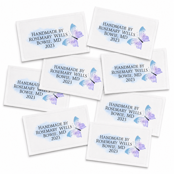 Personalized Watercolor Butterfly Quilt Label – Custom Maker Name Sewing Label - Jammin Threads