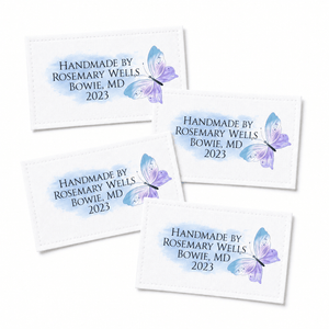 Personalized Watercolor Butterfly Quilt Label – Custom Maker Name Sewing Label - Jammin Threads
