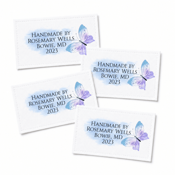 Personalized Watercolor Butterfly Quilt Label – Custom Maker Name Sewing Label - Jammin Threads