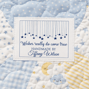 Personalized Wishes Come True Quilt Label – Hanging Stars Quilt Tag - Jammin Threads