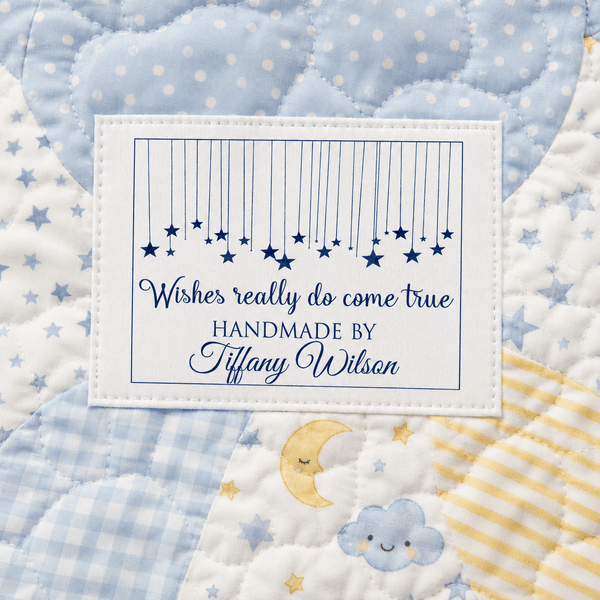 Personalized Wishes Come True Quilt Label – Hanging Stars Quilt Tag - Jammin Threads