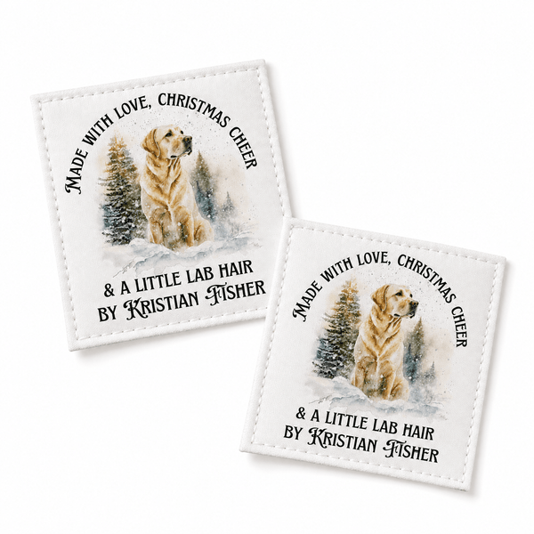 Personalized Yellow Lab Christmas Quilt Label | Made with Love Christmas Cheer & a Little Lab Hair - Jammin Threads