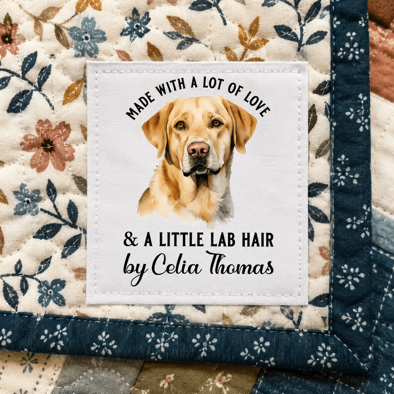 Personalized Yellow Lab Quilt Label – Made with Love & a Little Lab Hair - Jammin Threads