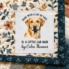 Personalized Yellow Lab Quilt Label – Made with Love & a Little Lab Hair - Jammin Threads