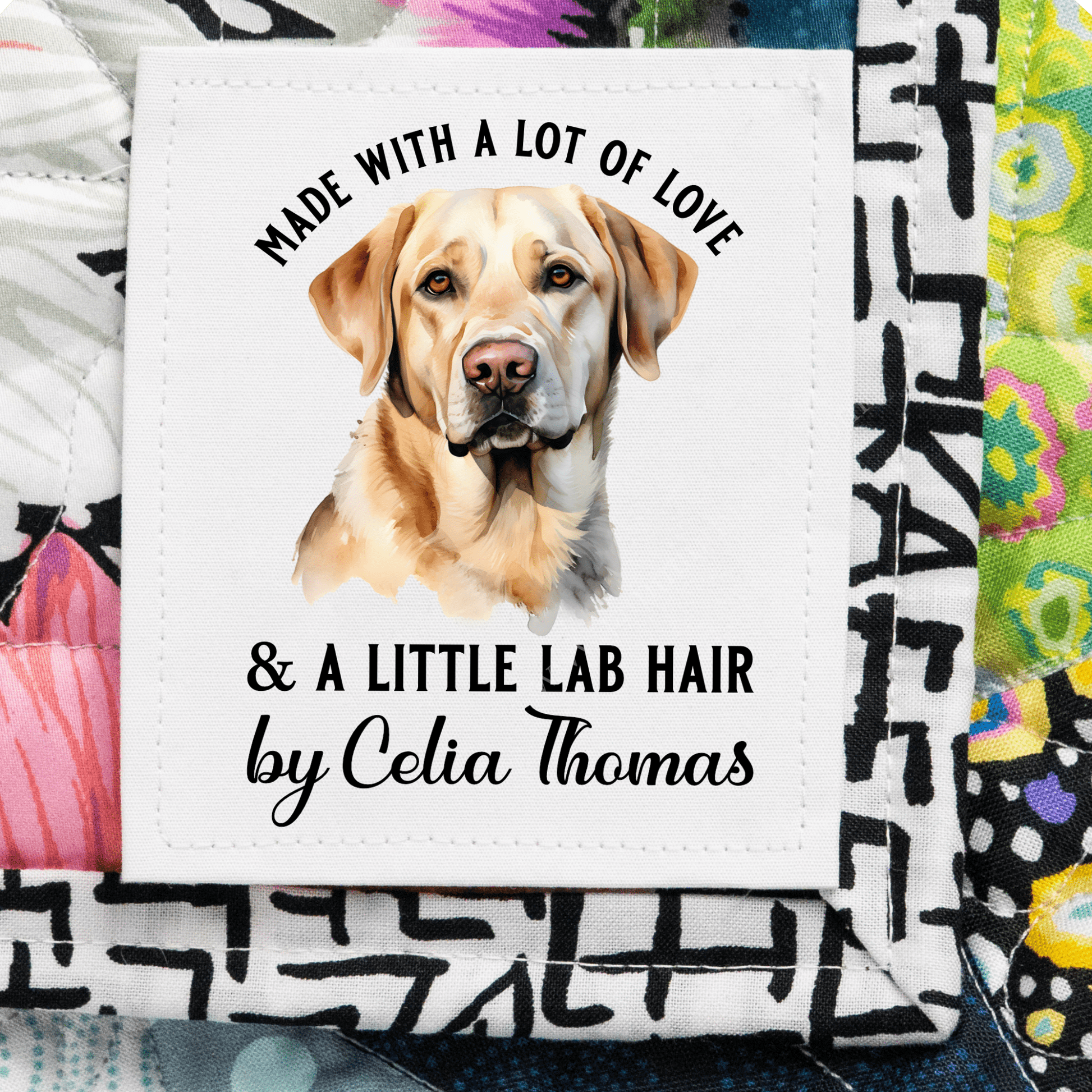 Personalized Yellow Lab Quilt Label – Made with Love & a Little Lab Hair - Jammin Threads