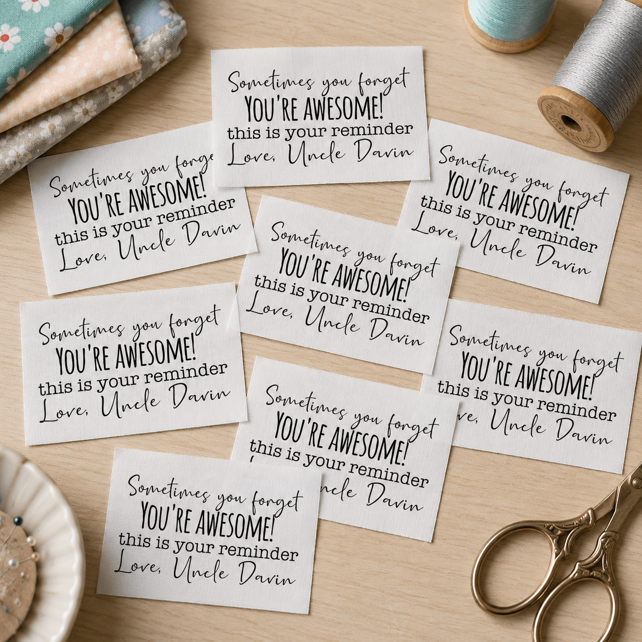 Personalized You’re Awesome Quilt Labels – 8 Custom Cotton or Polyester Encouragement Labels - Jammin Threads
