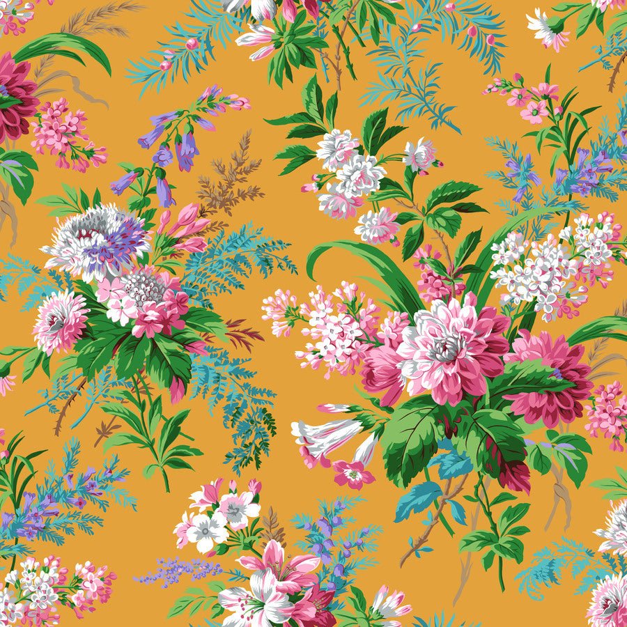Philip Jacobs Jardin Gold Floral Fabric – Kaffe Fassett Collective - Jammin Threads