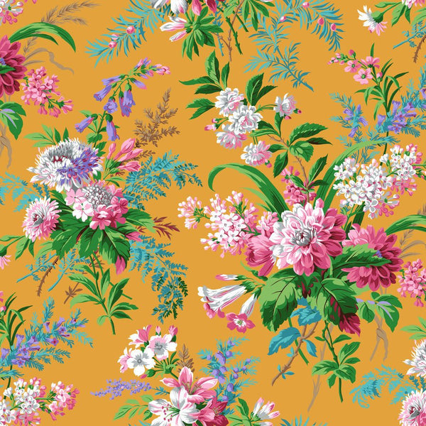 Philip Jacobs Jardin Gold Floral Fabric – Kaffe Fassett Collective - Jammin Threads