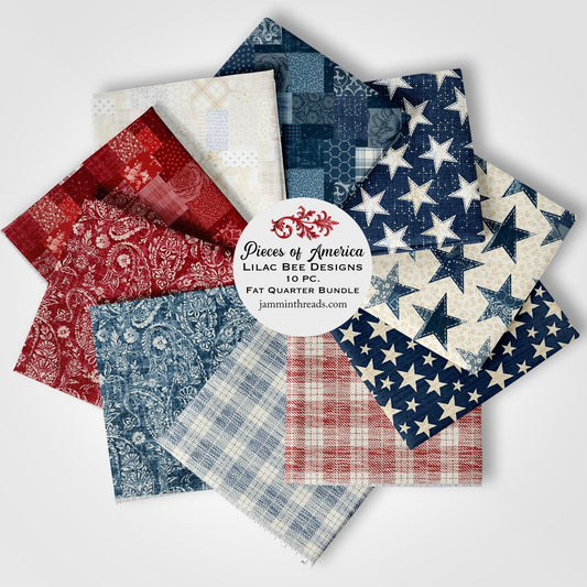 Pieces of America Fat Quarter Bundle – 10 Piece Set by Lilac Bee Designs for Studio E | Curated by Jammin’ Threads - Jammin Threads