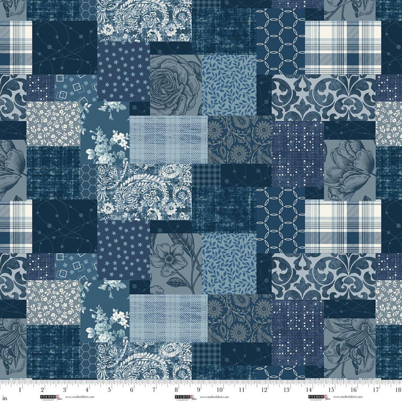 Pieces of America Quilt Fabric by Lilac Bee Designs 8589 - 73 Blue - Jammin Threads