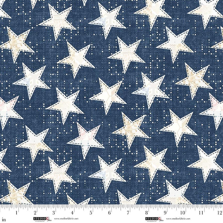 Pieces of America Quilt Fabric by Lilac Bee Designs 8592 - 73 Blue - Jammin Threads