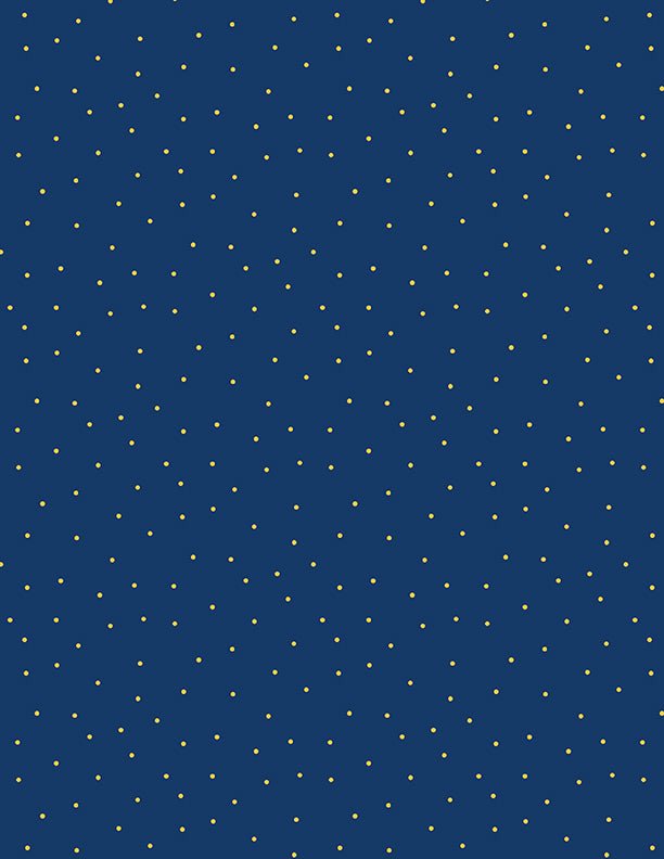 Pindots Navy with Yellow Quilt Fabric by Wilmington Prints. - Jammin Threads