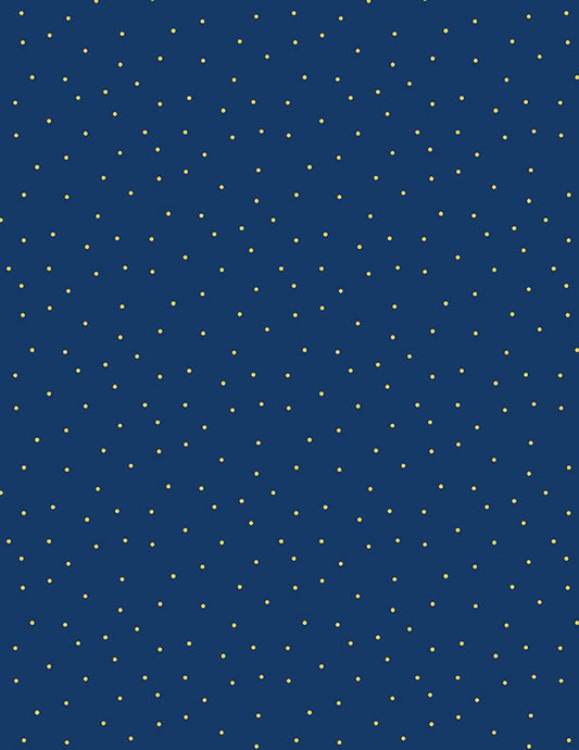 Pindots Navy with Yellow Quilt Fabric by Wilmington Prints. - Jammin Threads