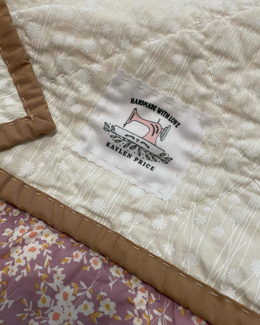 Pink Sewing Machine Quilt Labels. Sheet of 6 Labels on cotton only. - Jammin Threads