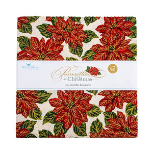 Poinsettias at Christmas Quilt Fabric 10" Stacker 10-17630-42 - Jammin Threads