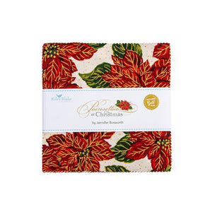 Poinsettias at Christmas Quilt Fabric 5" Stacker 5-17630-42 - Jammin Threads