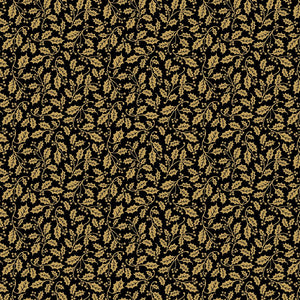 Poinsettias at Christmas Quilt Fabric Holly Black Foil CF17636-BLACK - Jammin Threads