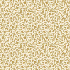 Poinsettias at Christmas Quilt Fabric Holly Cream Foil CF17636-CREAM - Jammin Threads