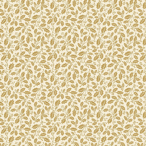 Poinsettias at Christmas Quilt Fabric Holly Cream Foil CF17636-CREAM - Jammin Threads