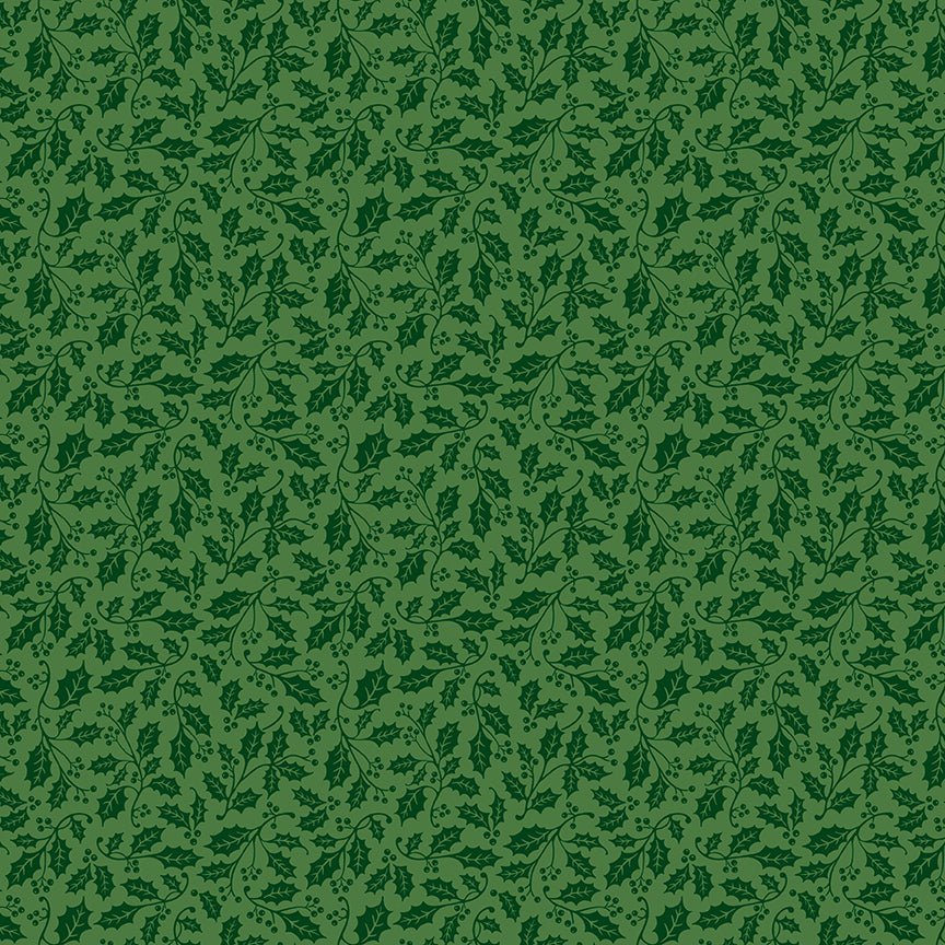 Poinsettias at Christmas Quilt Fabric Holly Green C17636-GREEN - Jammin Threads