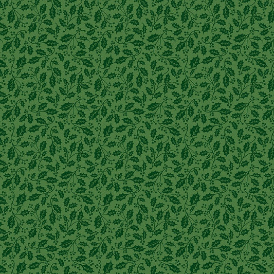 Poinsettias at Christmas Quilt Fabric Holly Green C17636-GREEN - Jammin Threads