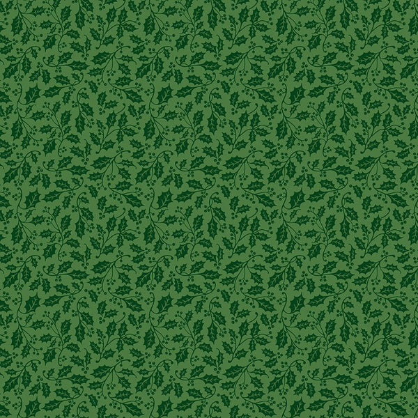 Poinsettias at Christmas Quilt Fabric Holly Green C17636-GREEN - Jammin Threads