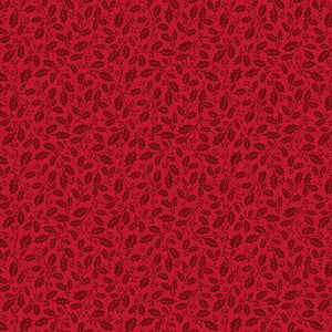 Poinsettias at Christmas Quilt Fabric Holly Red C17636-RED - Jammin Threads