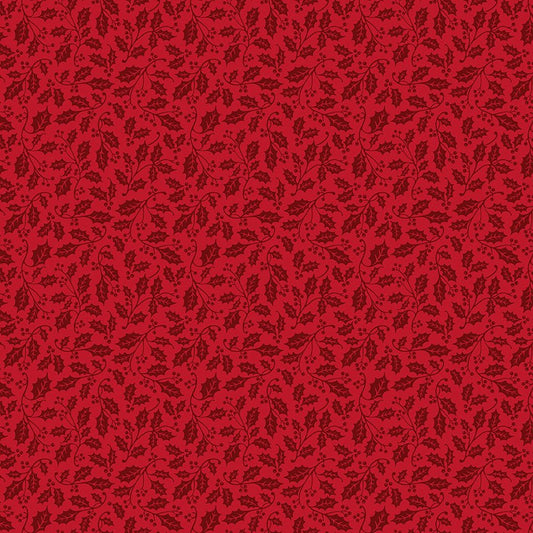 Poinsettias at Christmas Quilt Fabric Holly Red C17636-RED - Jammin Threads