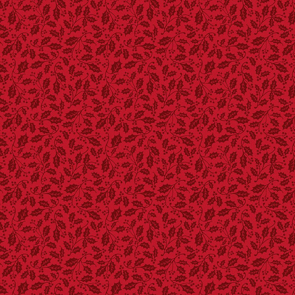 Poinsettias at Christmas Quilt Fabric Holly Red C17636-RED - Jammin Threads