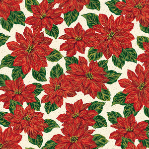 Poinsettias at Christmas Quilt Fabric Main Cream Foil CF17630-CREAM - Jammin Threads