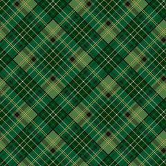 Poinsettias at Christmas Quilt Fabric Plaid Green Foil CF17633-GREEN - Jammin Threads
