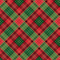 Poinsettias at Christmas Quilt Fabric Plaid Multi Foil CF17633-MULTI - Jammin Threads