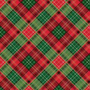 Poinsettias at Christmas Quilt Fabric Plaid Multi Foil CF17633-MULTI - Jammin Threads