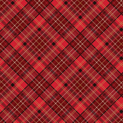 Poinsettias at Christmas Quilt Fabric Plaid Red Foil CF17633-RED - Jammin Threads