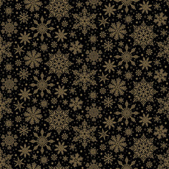 Poinsettias at Christmas Quilt Fabric Snowflakes Black Foil CF17635-BLACK - Jammin Threads
