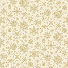 Poinsettias at Christmas Quilt Fabric Snowflakes Cream Foil CF17635-CREAM - Jammin Threads