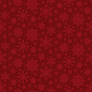Poinsettias at Christmas Quilt Fabric Snowflakes Red C17635-RED - Jammin Threads