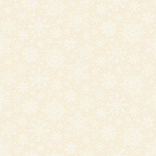 Poinsettias at Christmas Quilt Fabric Snowflakes White C17635-WHITE - Jammin Threads