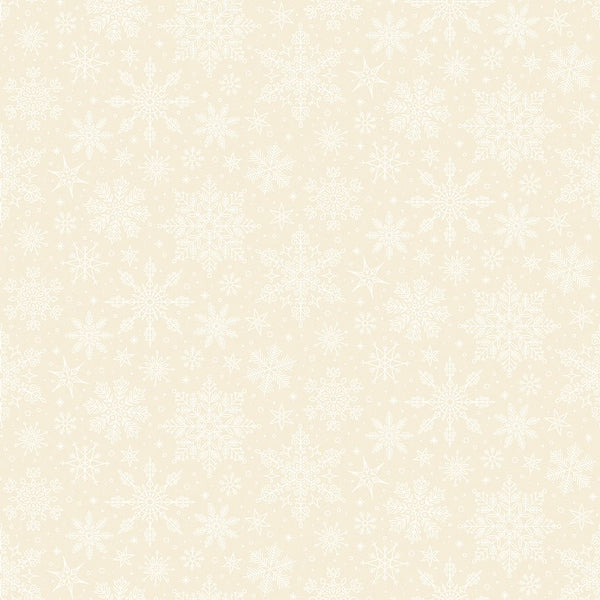 Poinsettias at Christmas Quilt Fabric Snowflakes White C17635-WHITE - Jammin Threads